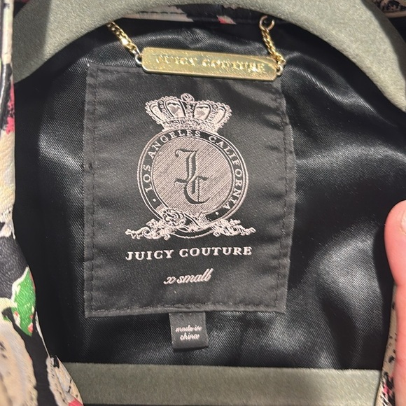 JUICE COUTURE Sz XS Lambskin Peplum Hem Floral Moto Style Jacket Mao Neckline - Picture 9 of 11